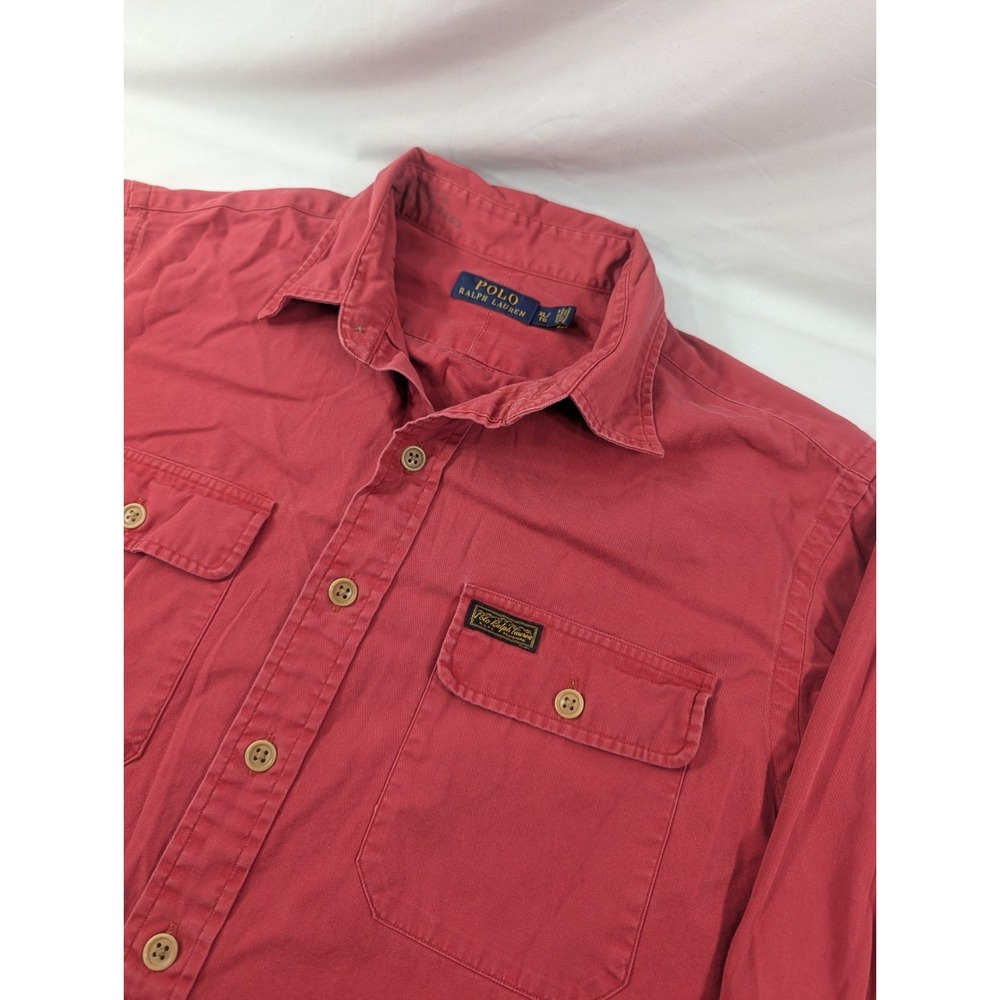 Polo Ralph Lauren Shirt Red XL Button Up Military Type 1 Safari Utility Pockets
